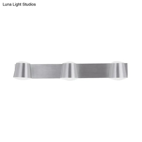 Simple Silver Wall Sconce With Tapered Design And Warm/White Light - 1/2/3 Heads