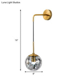 Simple Sphere Sconce Light - Clear Glass Silver/Gold Wall Mount Fixture Shattered Leaf 6/8 W