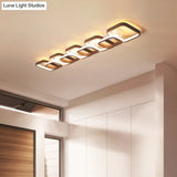 Simple Square Flush Mount Ceiling Lamp - Brown/Warm White 2/3/4 Heads Ideal For Hallways