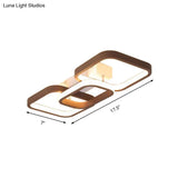 Simple Square Flush Mount Ceiling Lamp - Brown/Warm White 2/3/4 Heads Ideal For Hallways
