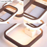 Simple Square Flush Mount Ceiling Lamp - Brown/Warm White 2/3/4 Heads Ideal For Hallways