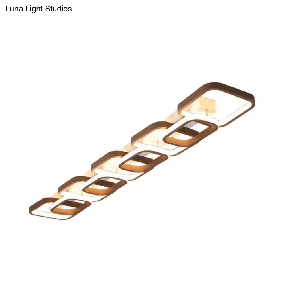 Simple Square Flush Mount Ceiling Lamp - Brown/Warm White 2/3/4 Heads Ideal For Hallways