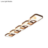 Simple Square Flush Mount Ceiling Lamp - Brown/Warm White 2/3/4 Heads Ideal For Hallways