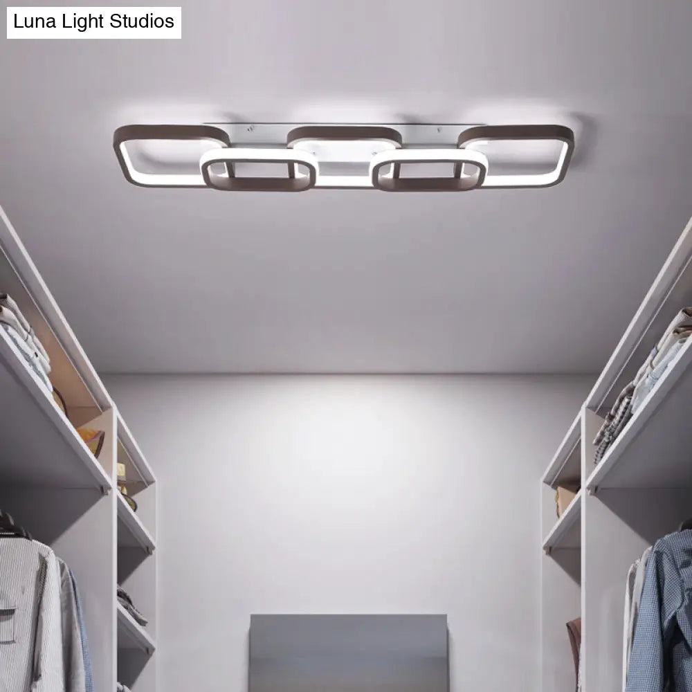 Simple Square Flush Mount Ceiling Lamp - Brown/Warm White 2/3/4 Heads Ideal For Hallways