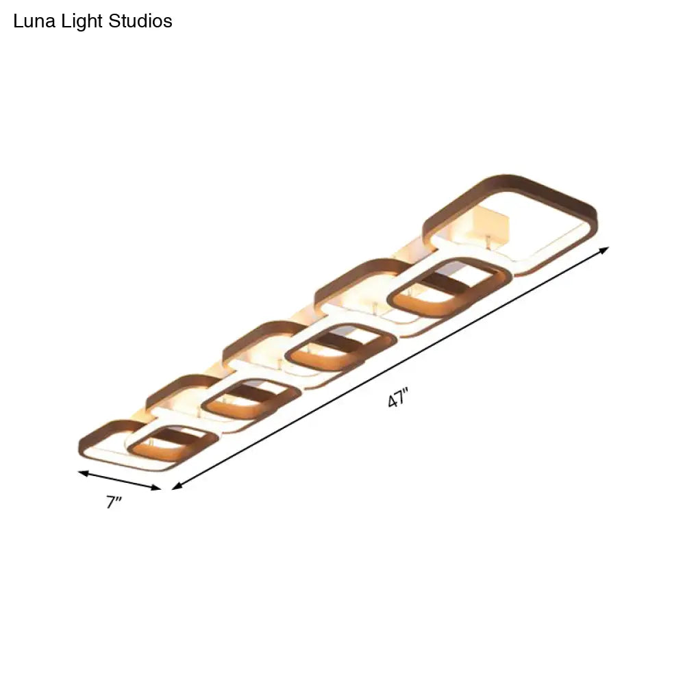Simple Square Flush Mount Ceiling Lamp - Brown/Warm White 2/3/4 Heads Ideal For Hallways