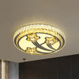 Simple Style 2 - Tier Round Led Flush Ceiling Light With White Faceted Crystal Star Design