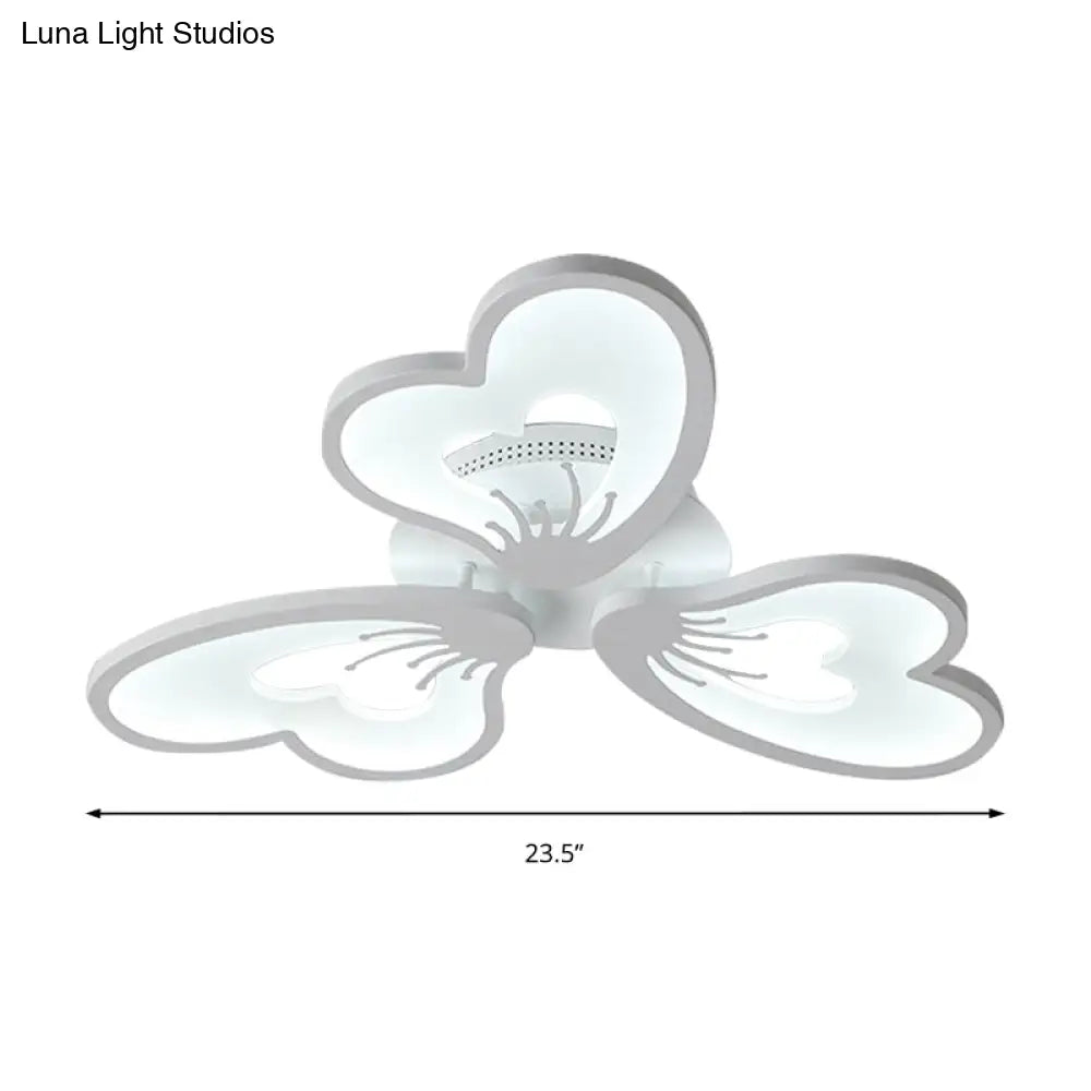 Simple Style Acrylic White Flower Flush Mount Light With Led For Bedroom Ceiling - Warm/White