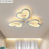 Simple Style Acrylic White Flower Flush Mount Light With Led For Bedroom Ceiling - Warm/White