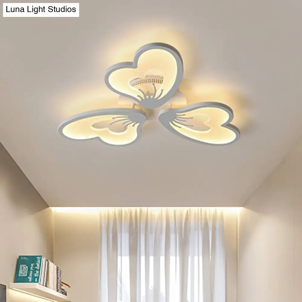 Simple Style Acrylic White Flower Flush Mount Light With Led For Bedroom Ceiling - Warm/White