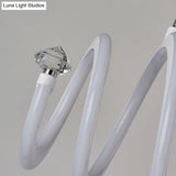 Simple Style Acrylic White Led Spiral Chandelier Lamp - Elegant Hanging Light For Living Room