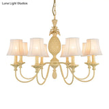 Simple Style Fabric Hanging Ceiling Light Yellow Chandelier Fixture - Empire Shade 5/8 Lights