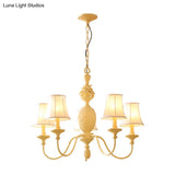 Simple Style Fabric Hanging Ceiling Light Yellow Chandelier Fixture - Empire Shade 5/8 Lights