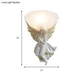 Simple Style Flared Living Room Wall Light Fixture With Frosted/Amber Glass - 1 Sconce Gold/White