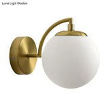 Simple Style Glass Wall Mounted Light With Brass Finish - Spherical Stairway Lighting Fixture (1