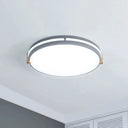 Simple Style Gray Macaron Drum Ceiling Lamp - Led Flush Mount Lighting In 12’/16’/19.5’