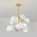 Simple Style Hanging Chandelier Light With Stacked Metal Shades - 10/13 Lights Black/White Ideal For