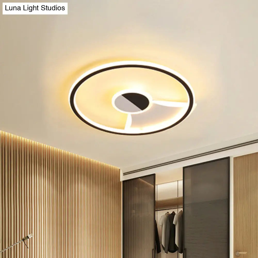 Simple Style Led Acrylic Flush Ceiling Light – Black/White 16’/19.5’/23.5’ Dia Lamp For