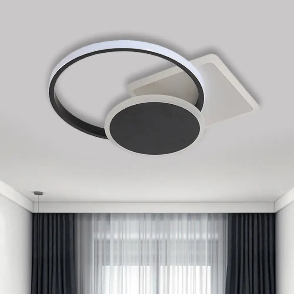 Simple Style Led Ceiling Lamp In Black With Acrylic Design Warm/White Light 16.5/20.5 Width