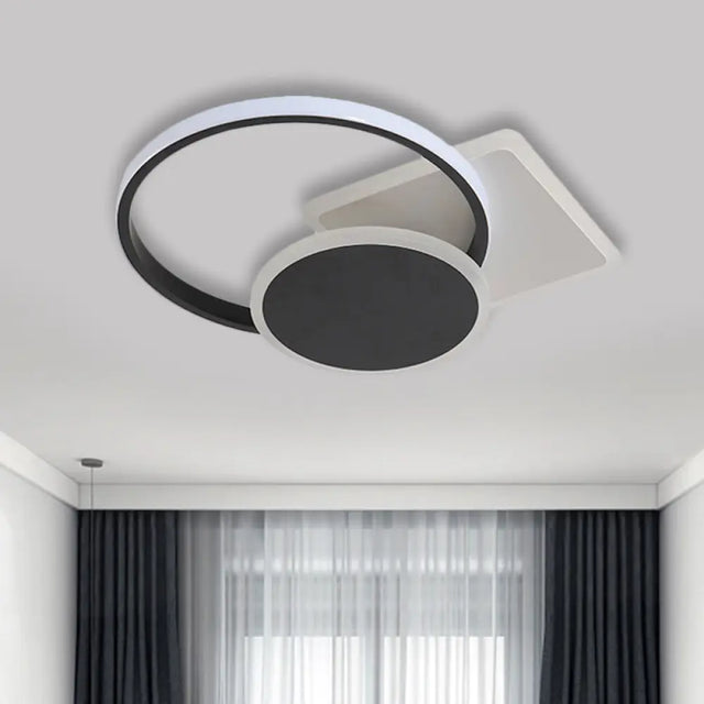 Simple Style Led Ceiling Lamp In Black With Acrylic Design Warm/White Light 16.5/20.5 Width