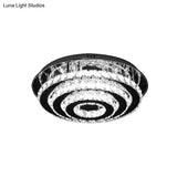 Simple Style Led Crystal Flush Mount Light Fixture - Chrome Finish For Bedroom Ceiling