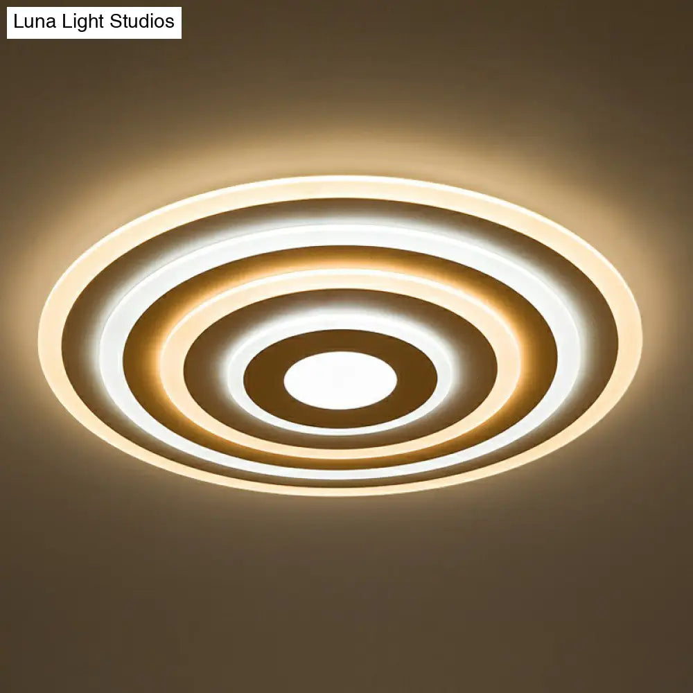 Simple Style Led Flush Ceiling Light For Bedroom - White Acrylic Round Flushmount