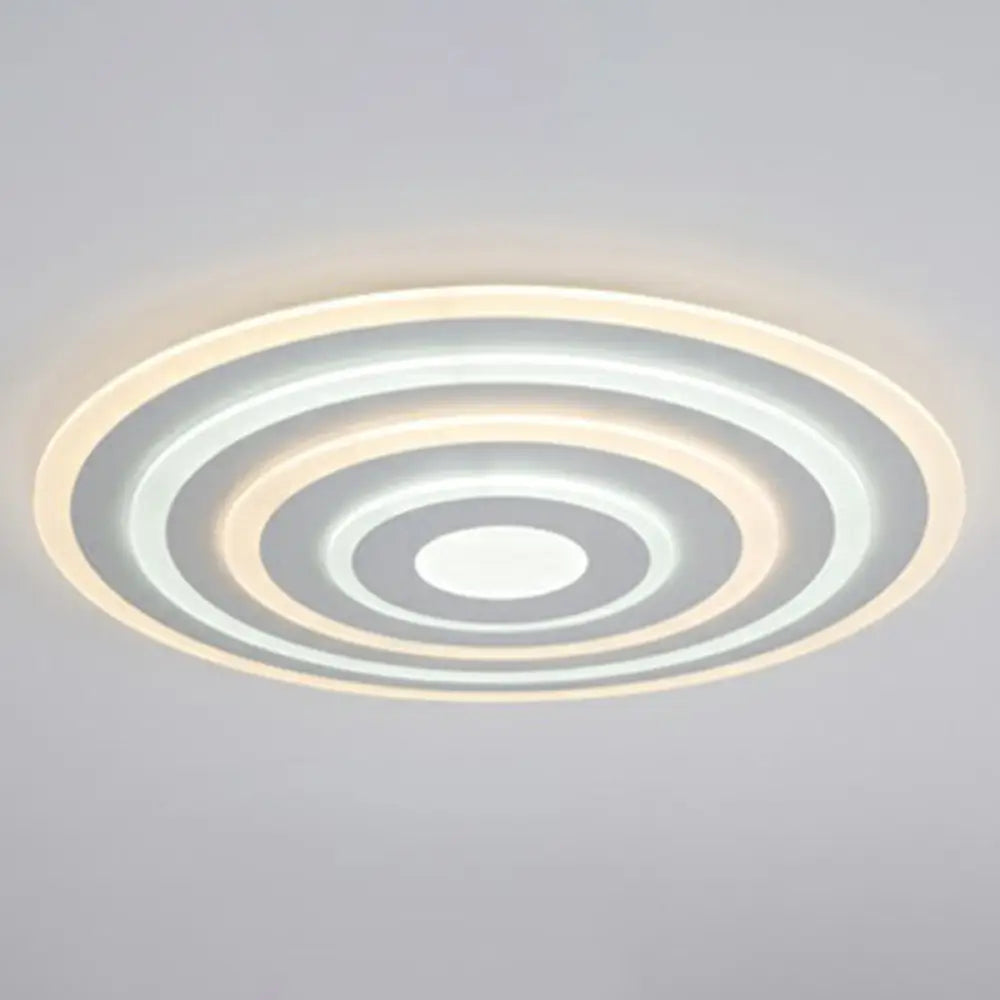 Simple Style Led Flush Ceiling Light For Bedroom - White Acrylic Round Flushmount / 16’ Remote