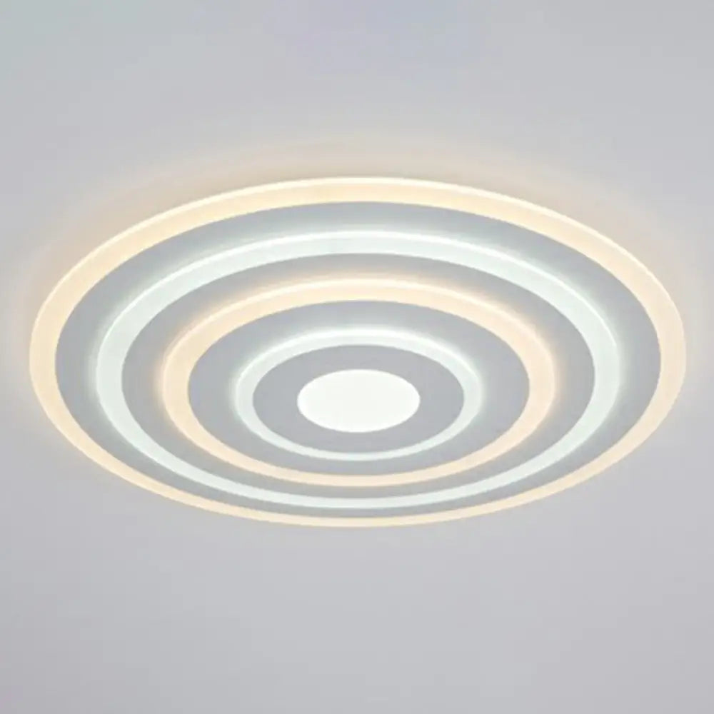 Simple Style Led Flush Ceiling Light For Bedroom - White Acrylic Round Flushmount / 23.5’ Inner
