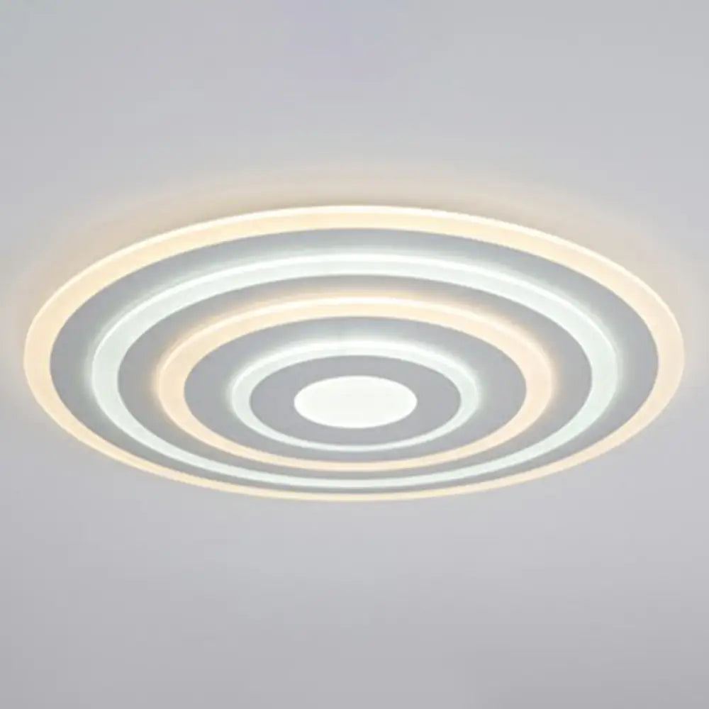 Simple Style Led Flush Ceiling Light For Bedroom - White Acrylic Round Flushmount / 31.5’ Inner