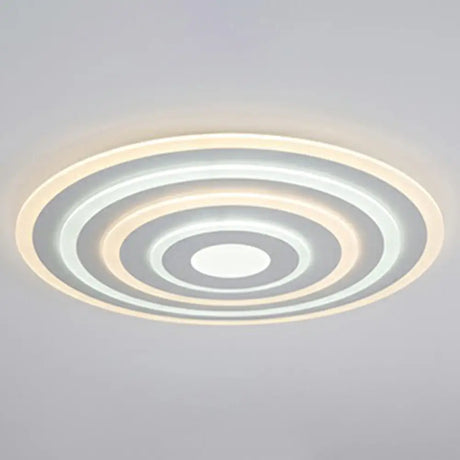 Simple Style Led Flush Ceiling Light For Bedroom - White Acrylic Round Flushmount / 31.5’ Remote