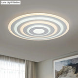 Simple Style Led Flush Ceiling Light For Bedroom - White Acrylic Round Flushmount
