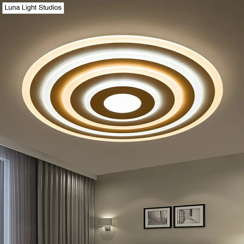 Simple Style Led Flush Ceiling Light For Bedroom - White Acrylic Round Flushmount