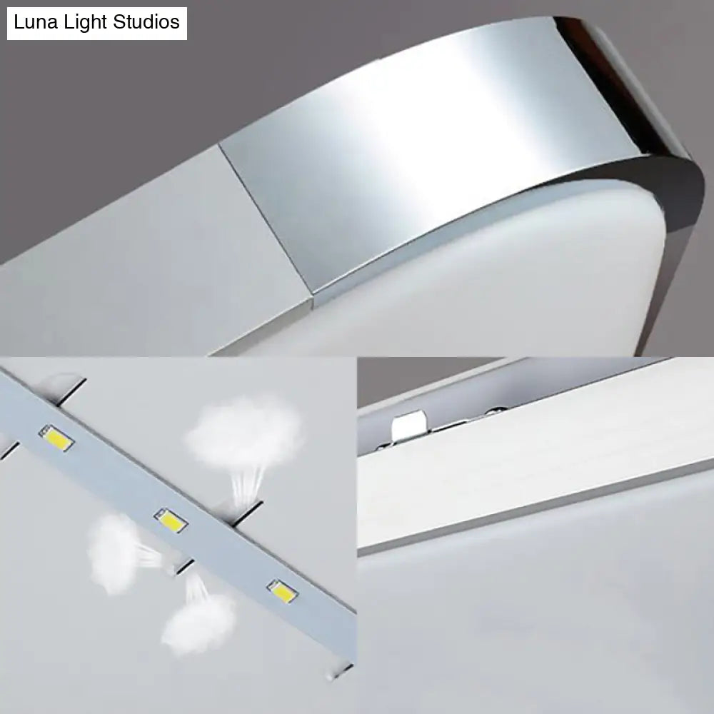 Simple Style Led Flush Ceiling Light White/Silver With Acrylic Diffuser - Ideal For Living Room