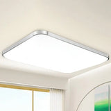 Simple Style Led Flush Ceiling Light White/Silver With Acrylic Diffuser - Ideal For Living Room