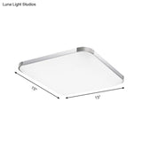 Simple Style Led Flush Ceiling Light White/Silver With Acrylic Diffuser - Ideal For Living Room