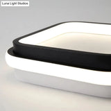 Simple Style Led Foyer Flush Mount Ceiling Light - Black Lamp With Metal Shade (Square/Round) In