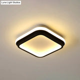 Simple Style Led Foyer Flush Mount Ceiling Light - Black Lamp With Metal Shade (Square/Round) In