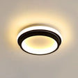 Simple Style Led Foyer Flush Mount Ceiling Light - Black Lamp With Metal Shade (Square/Round) In