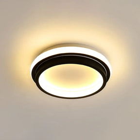 Simple Style Led Foyer Flush Mount Ceiling Light - Black Lamp With Metal Shade (Square/Round) In