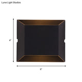 Simple Style Matte Black Led Wall Sconce Lamp With Metallic Squared Shade - Warm/White Lighting For