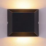 Simple Style Matte Black Led Wall Sconce Lamp With Metallic Squared Shade - Warm/White Lighting For