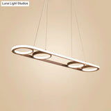 Simple Style Metal Island Lighting Coffee Led Ceiling Pendant Light In Warm/White 39/47 Wide Oval