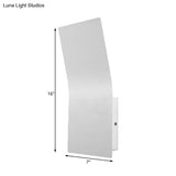 Simple Style Metallic Bend Rectangular Wall Sconce - 2-Light White Finish