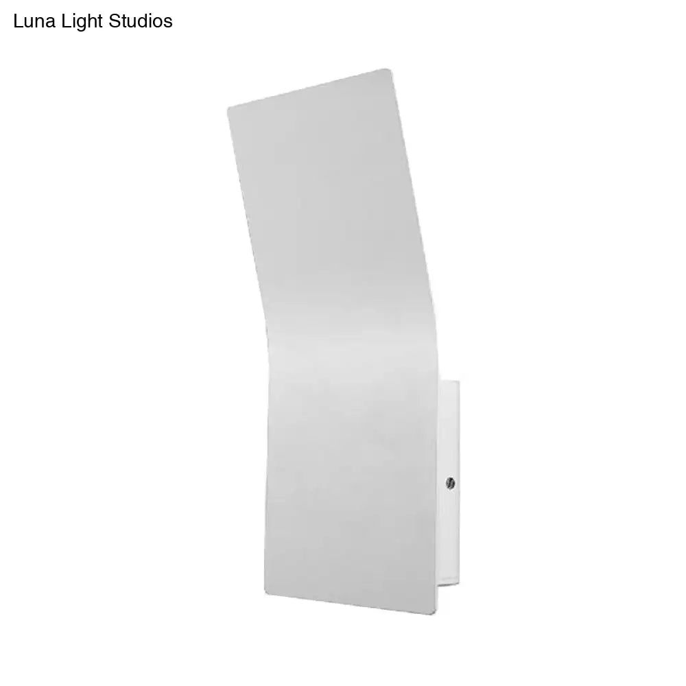Simple Style Metallic Bend Rectangular Wall Sconce - 2-Light White Finish