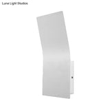 Simple Style Metallic Bend Rectangular Wall Sconce - 2-Light White Finish