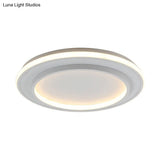 Simple Style White Disk Flush Mount Led Ceiling Light In Warm/White - 18’/21.5’ Wide