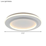 Simple Style White Disk Flush Mount Led Ceiling Light In Warm/White - 18’/21.5’ Wide
