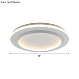 Simple Style White Disk Flush Mount Led Ceiling Light In Warm/White - 18’/21.5’ Wide