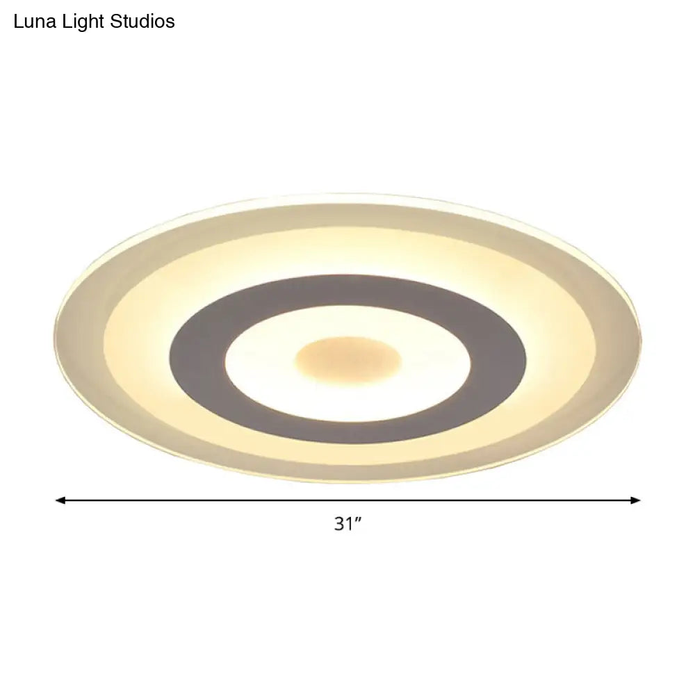 Simple Style White Led Ceiling Light - 16’/19.5’/23.5’ Wide Flush Mount Disc Fixture With