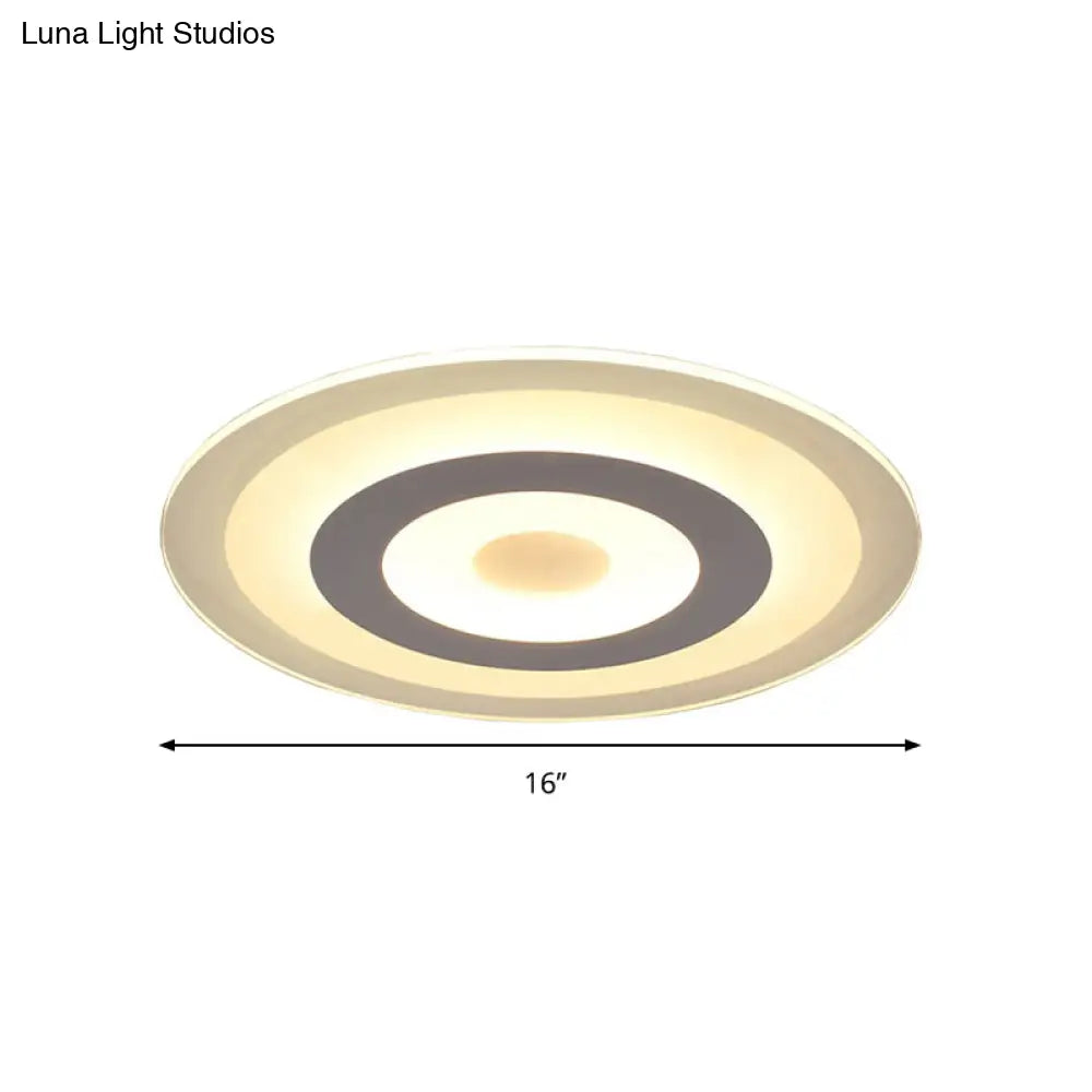 Simple Style White Led Ceiling Light - 16’/19.5’/23.5’ Wide Flush Mount Disc Fixture With