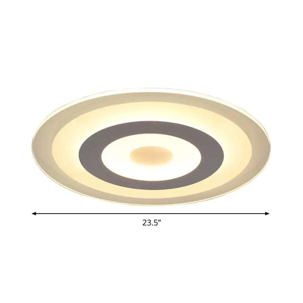 Simple Style White Led Ceiling Light - 16/19.5/23.5 Wide Flush Mount Disc Fixture With Dual Lighting